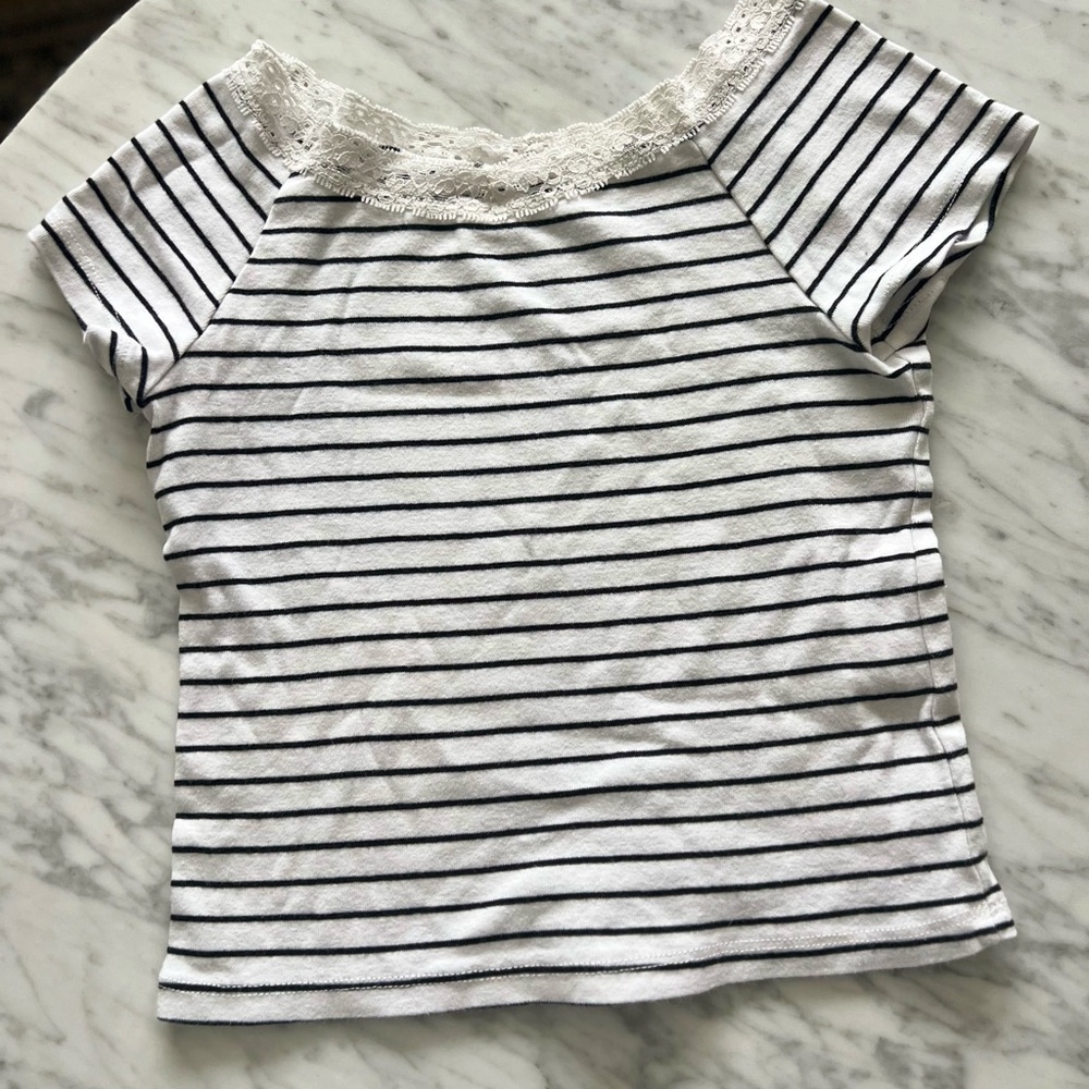 Art Class Black and White Striped Short Sleeve Tee